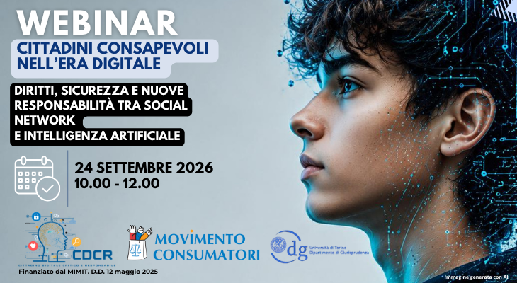 Progetto CDCR. Il 24 settembre, webinar su diritti, sicurezza e responsabilità tra social e IA