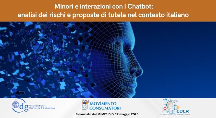 Progetto CDCR. L'11 giugno a Torino, presentazione primi risultati ricerca su minori e interazioni con i chatbot