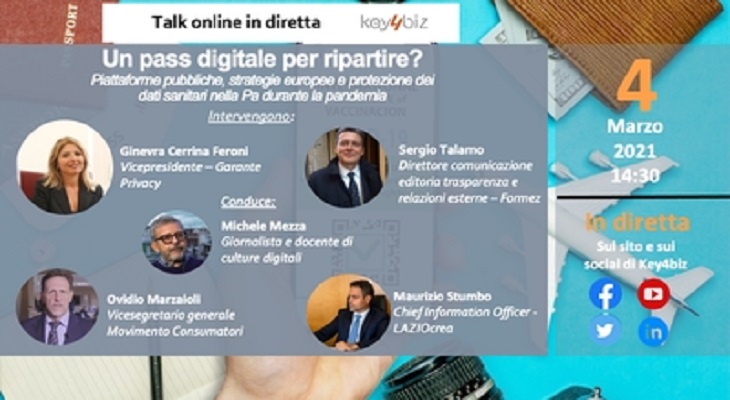 Il 4 marzo un talk sul pass digitale per ripartire